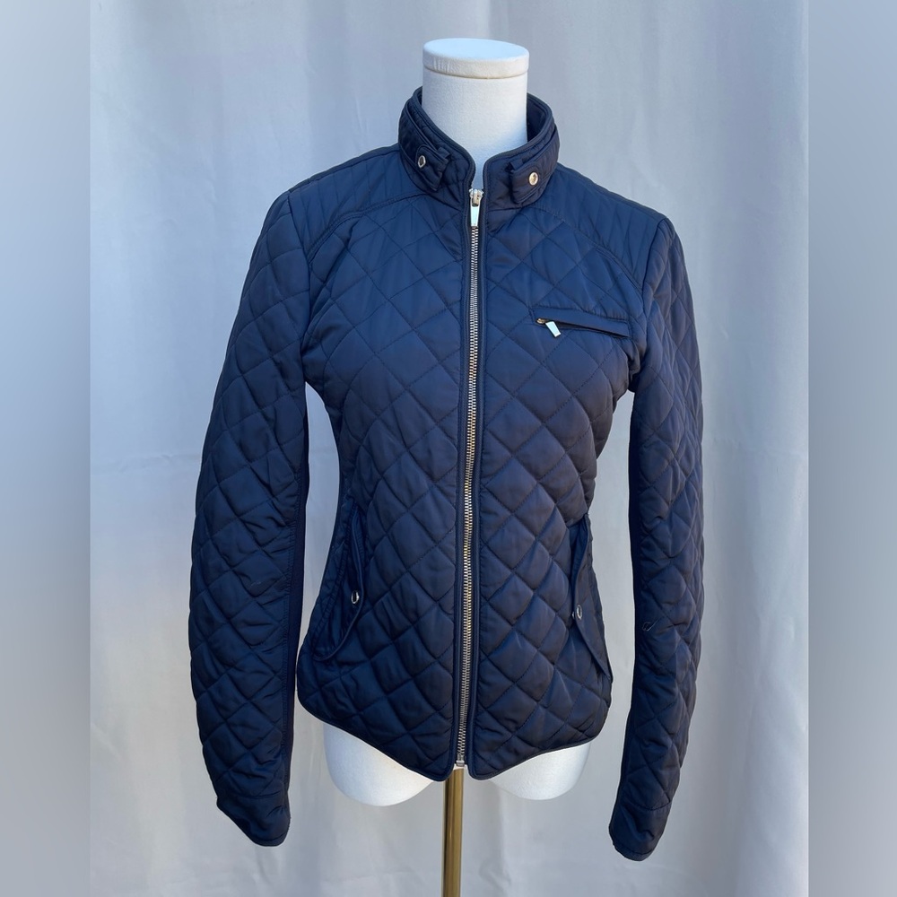 ZARA Woman Navy‎ Quilted Zip-Up Jacket – Size S — EUC